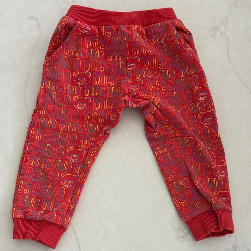 Moschino Red Jogger Sweatpants with Elastic Cuffs